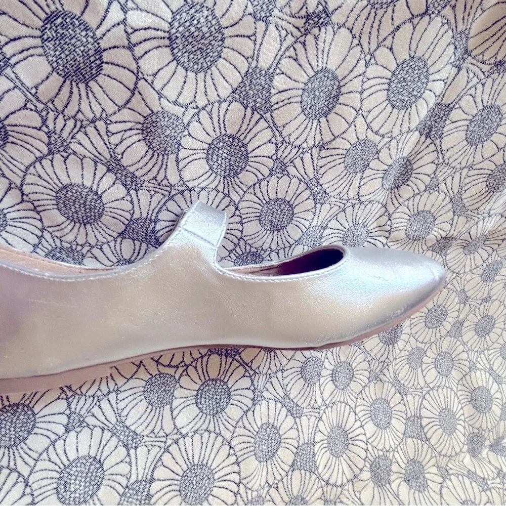Silver Flat Mary Jane whimsigoth grunge fairy Wide Ballet Shoes by Me Too